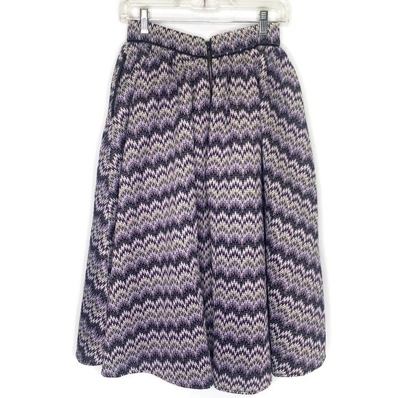 Maje Women’s Purple Crochet Knit Chevron Print A Line Full Skirt Size 2, M - Picture 6 of 14
